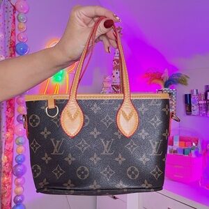 Tan Monogram Mini Tote Bag with Strap